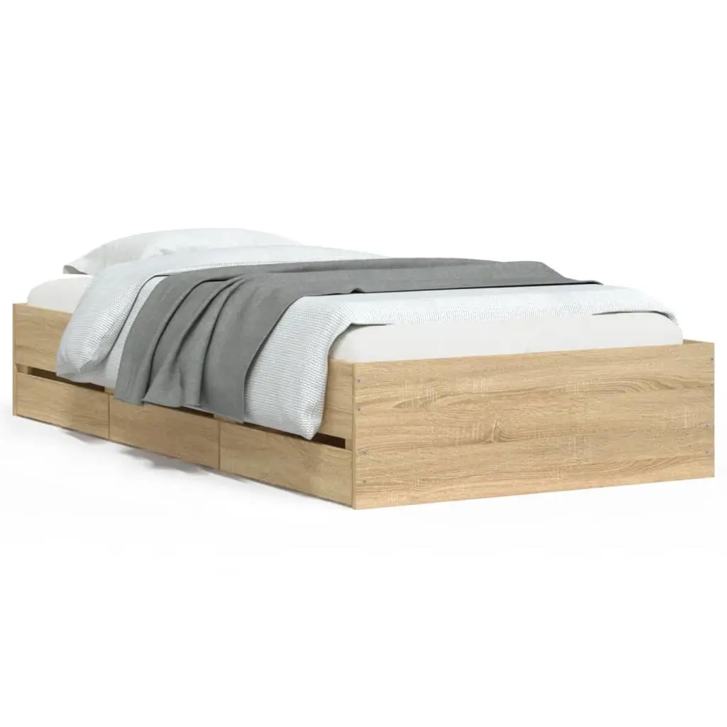 Bed Frame with Drawers without Mattress Sonoma Oak 90x190 cm 3207324 - Furniture