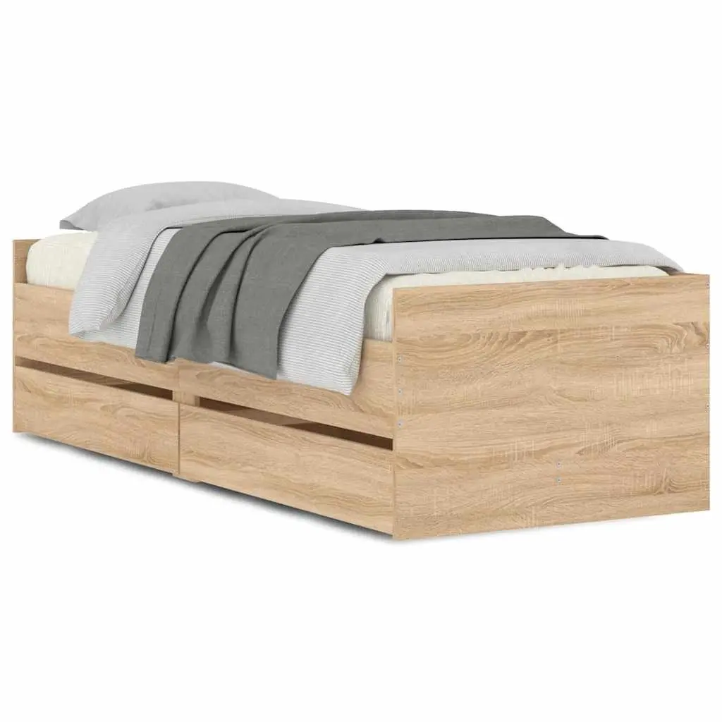 Bed Frame with Drawers without Mattress Sonoma Oak 90x190 cm 3207352 - Furniture
