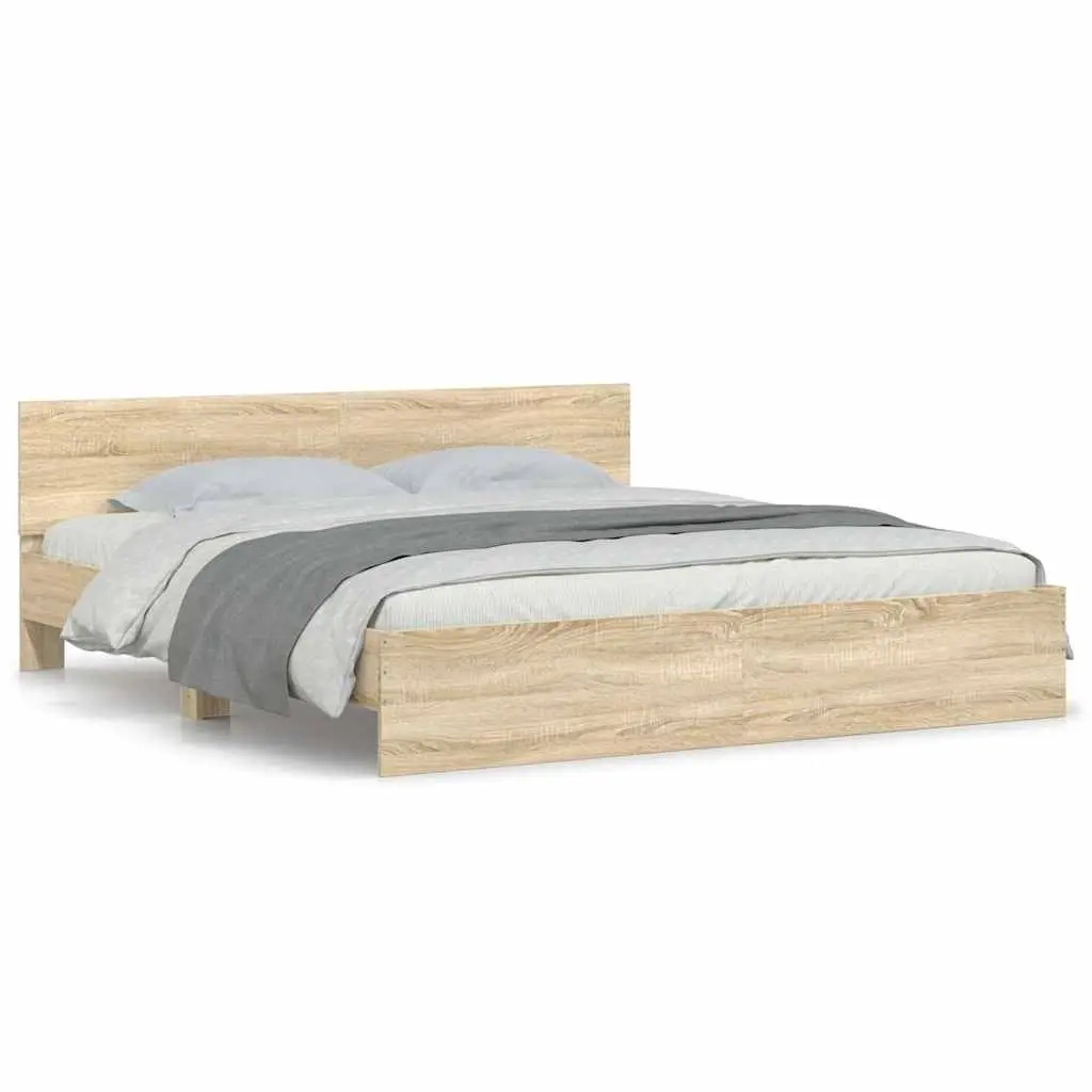 Bed Frame without Mattress Sonoma Oak 183x203 cm King 3207464 - Furniture