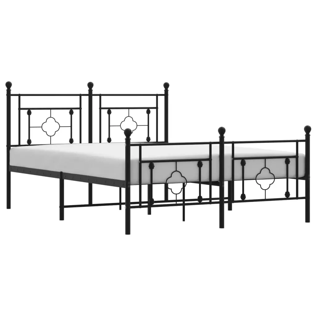 Metal Bed Frame without Mattress with Footboard Black 135x190 cm 374356 - Furniture