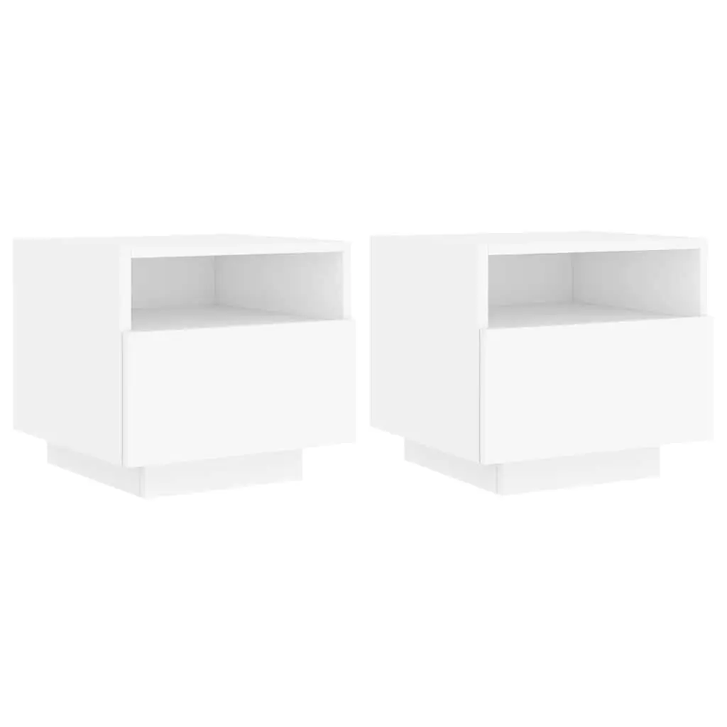 Bedside Cabinets with LED Lights 2 pcs White 40x39x37 cm 836799 - Furniture