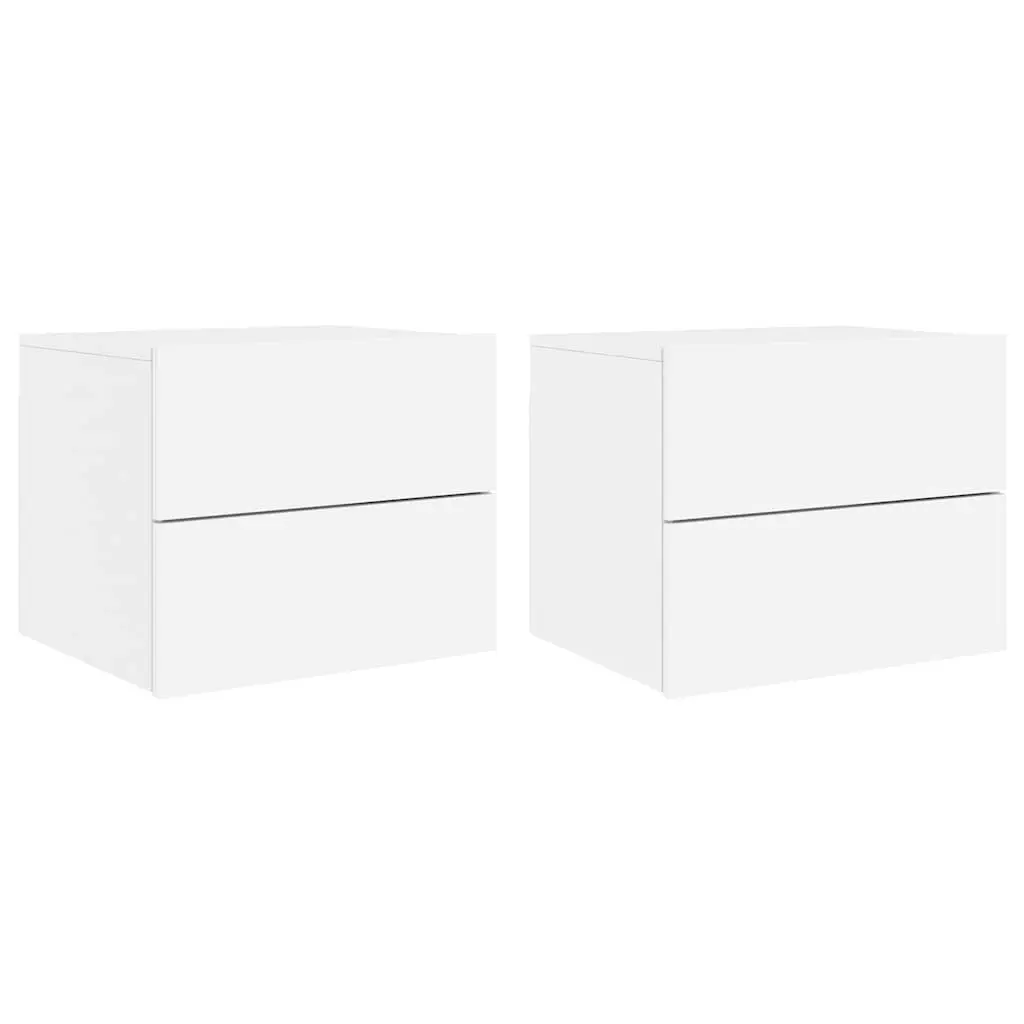 Wall-mounted Bedside Cabinets with LED Lights 2 pcs White 836813