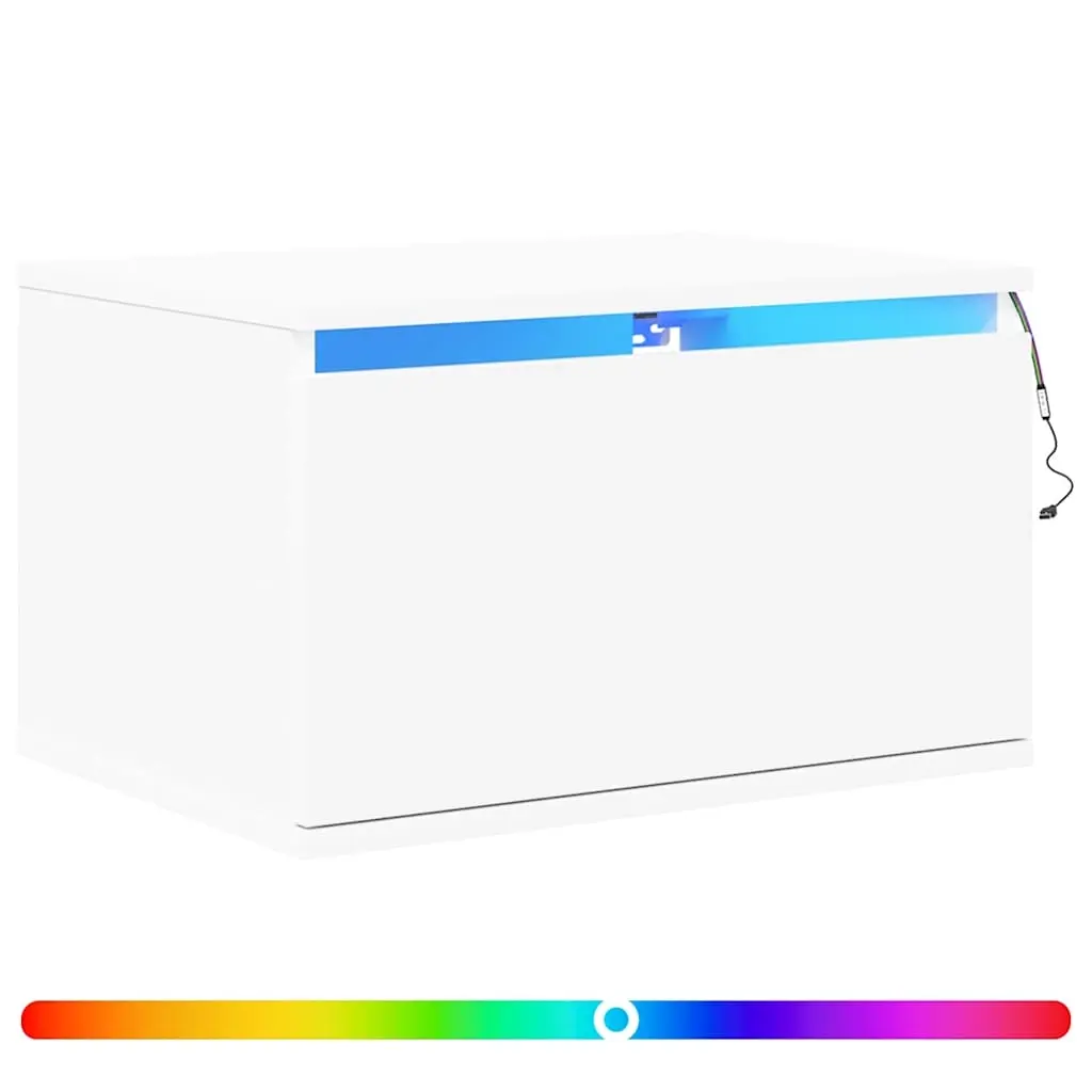 Wall-mounted Bedside Cabinets with LED Lights 2 pcs White 836827