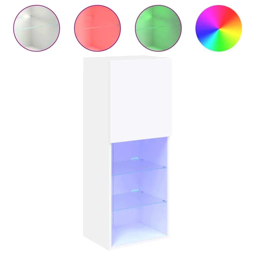 TV Cabinet with LED Lights White 40.5x30x102 cm 837057 - Furniture