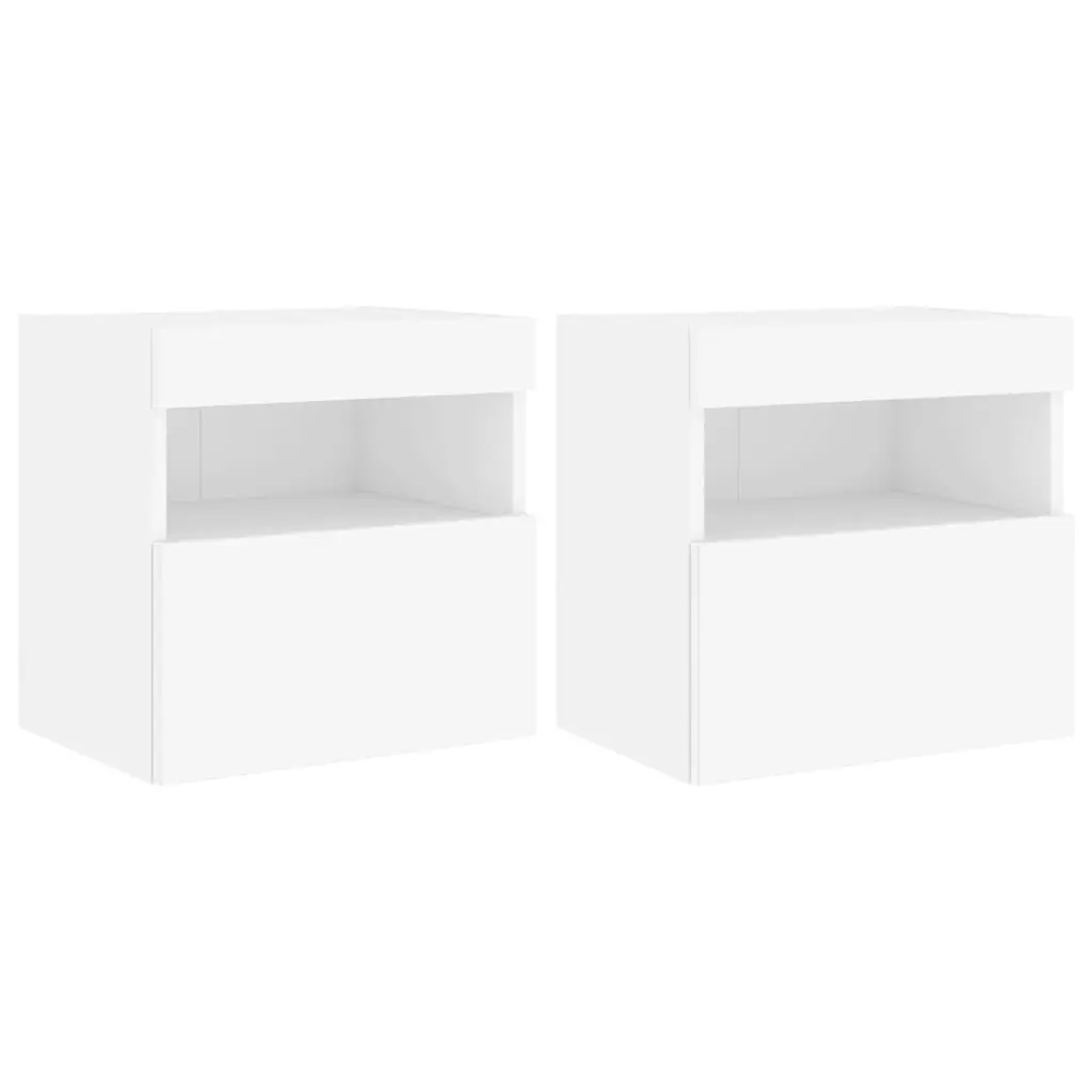 TV Wall Cabinets with LED Lights 2 pcs White 40x30x40 cm 837170 - Furniture