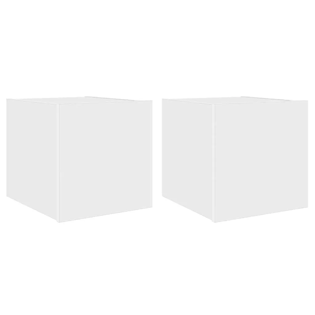TV Wall Cabinets with LED Lights 2 pcs White 30.5x35x30 cm 837219 - Furniture