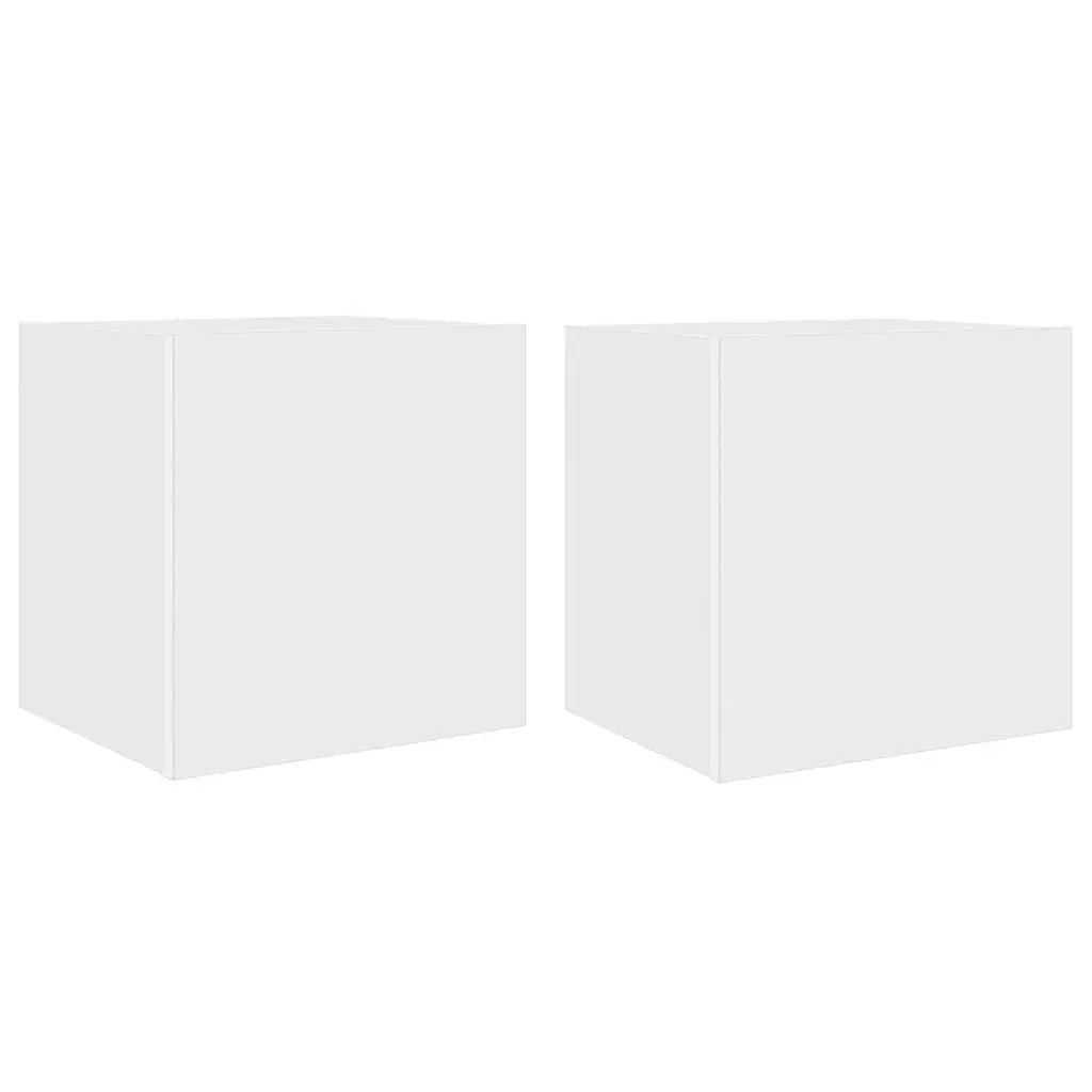 TV Wall Cabinets with LED Lights 2 pcs White 40.5x35x40 cm 837247 - Furniture