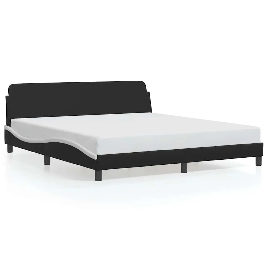 Bed Frame "Dover" Black&White 180x200 cm King Faux Leather 373243 - Furniture