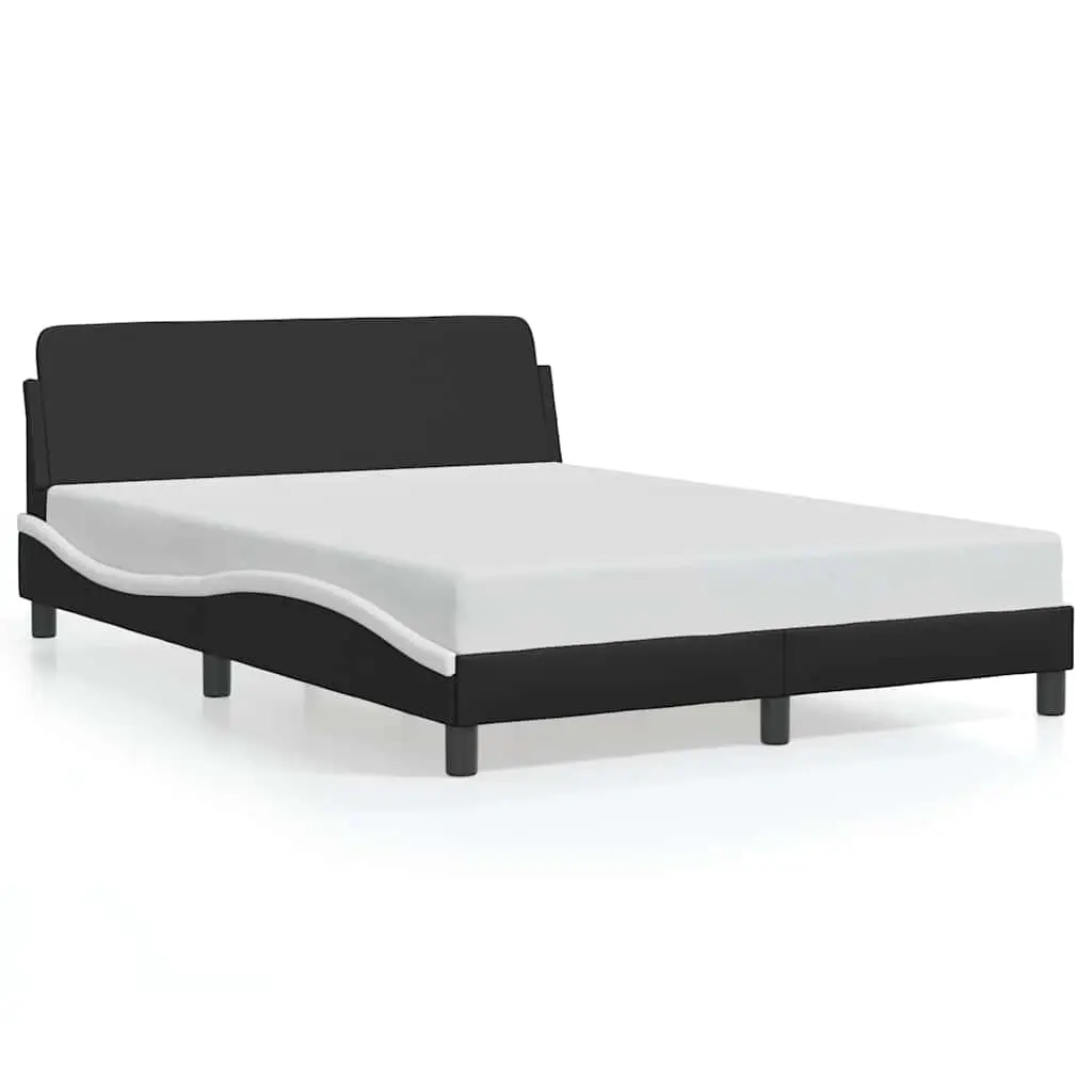 Bed Frame "Dover" Black and White 137x190 cm Double Faux Leather 373287 - Furniture