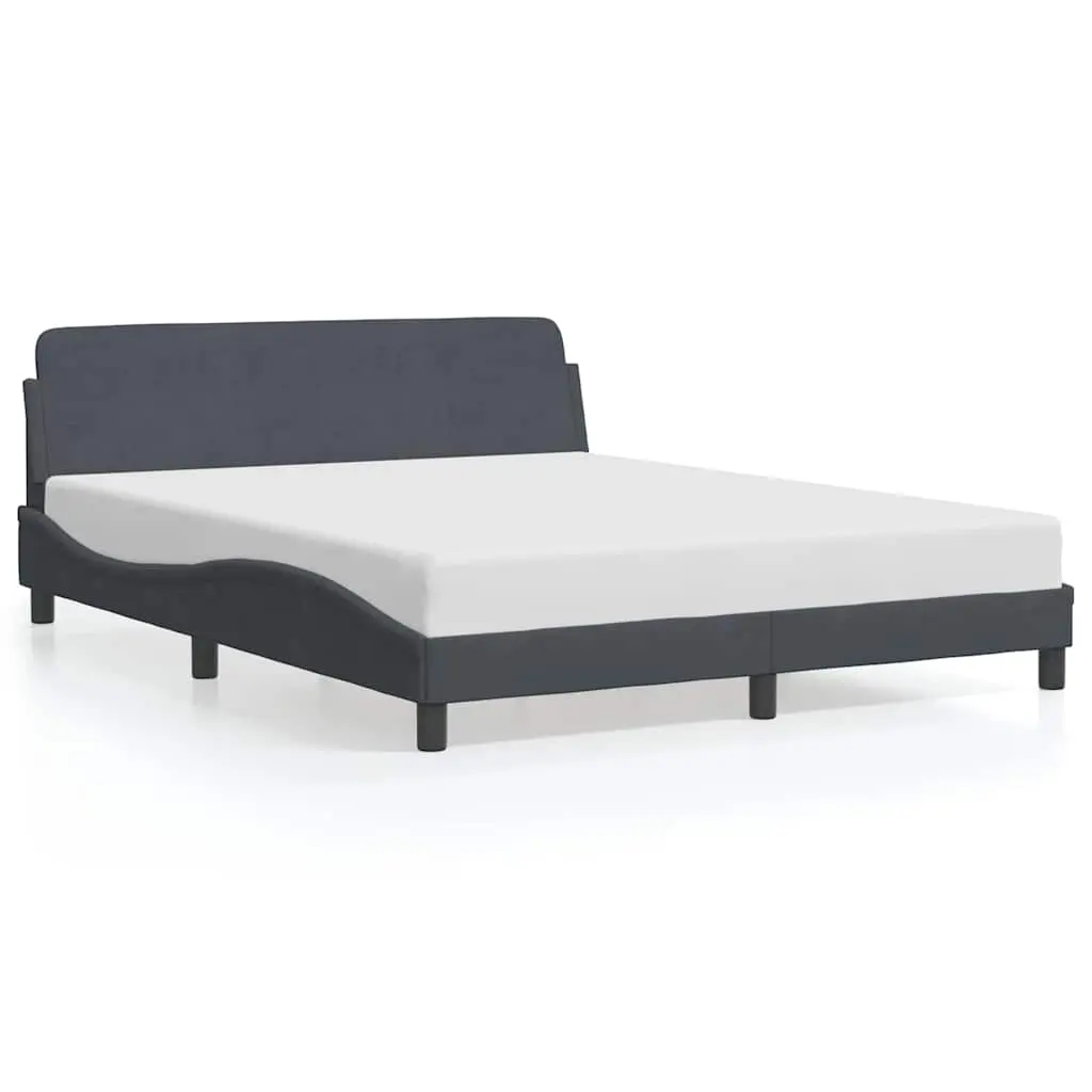 Bed Frame "Dover" Dark Grey 152x203 cm Queen Velvet 373292 - Furniture
