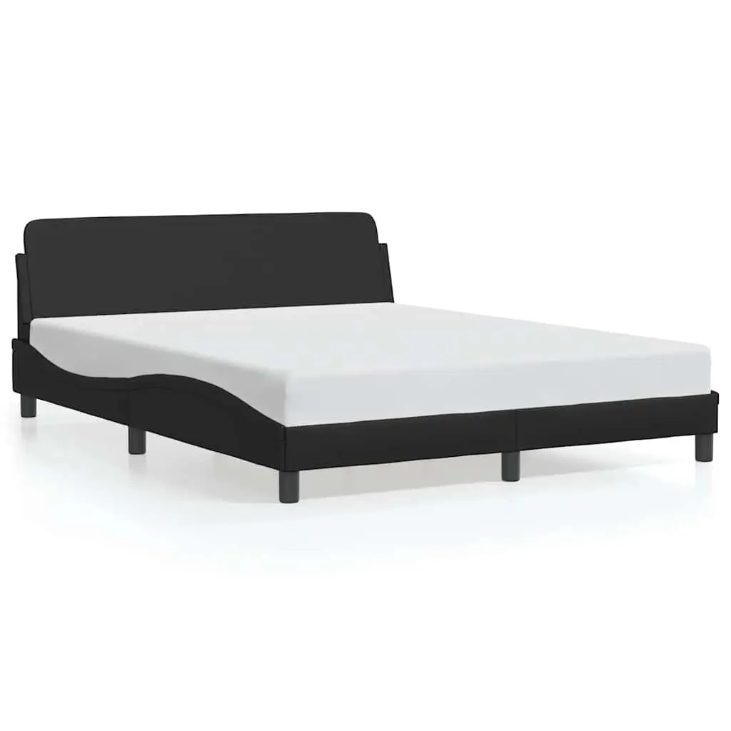 Bed Frame "Dover" Black 152x203 cm Queen Faux Leather 373294 - Furniture