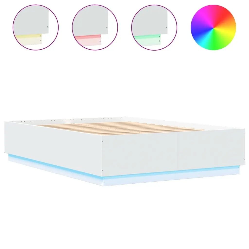 Bed Frame with LED without Mattress White 150x200 cm 3209604 - Furniture
