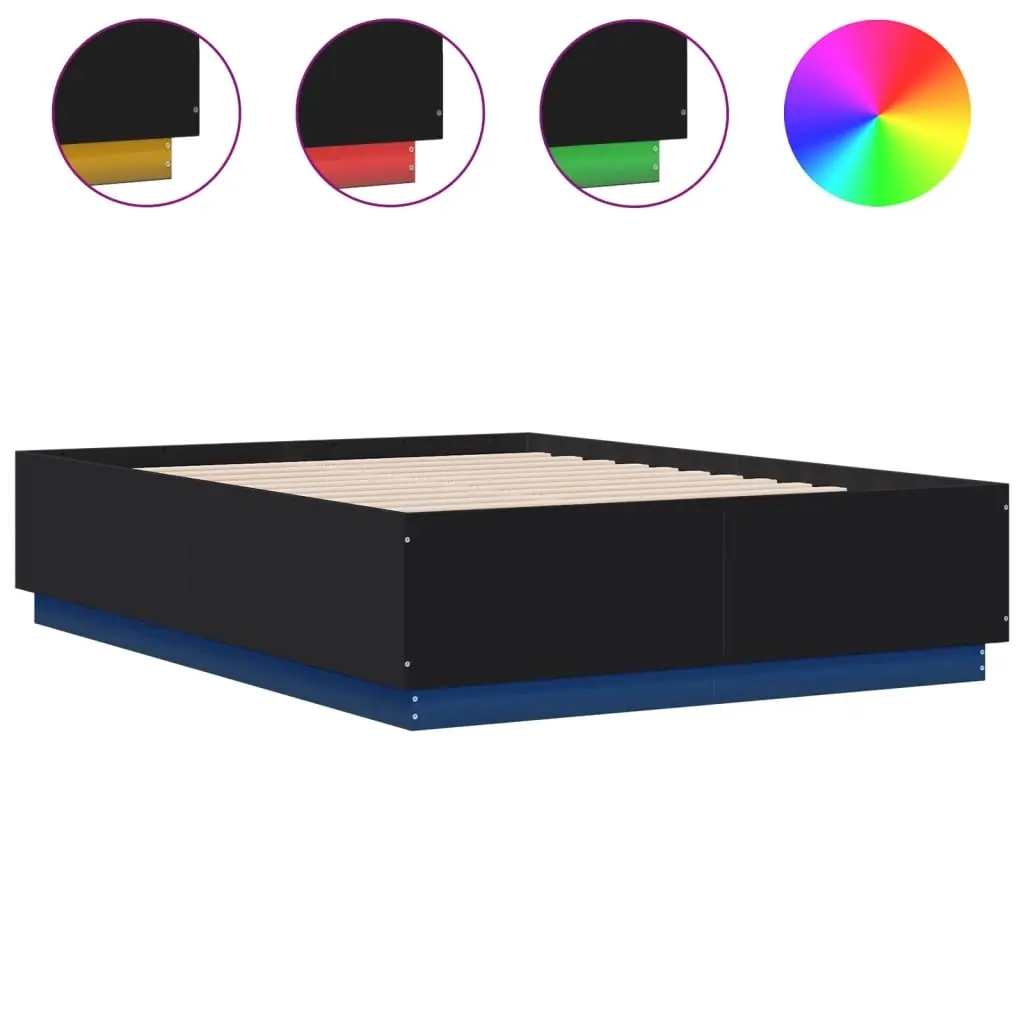 Bed Frame with LED without Mattress Black 135x190 cm 3209647 - Furniture