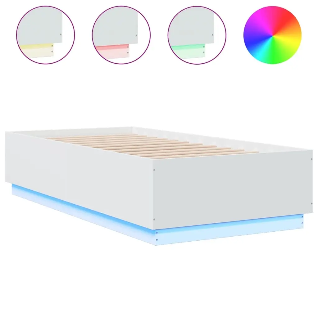 Bed Frame with LED without Mattress White 90x190 cm 3209660 - Furniture