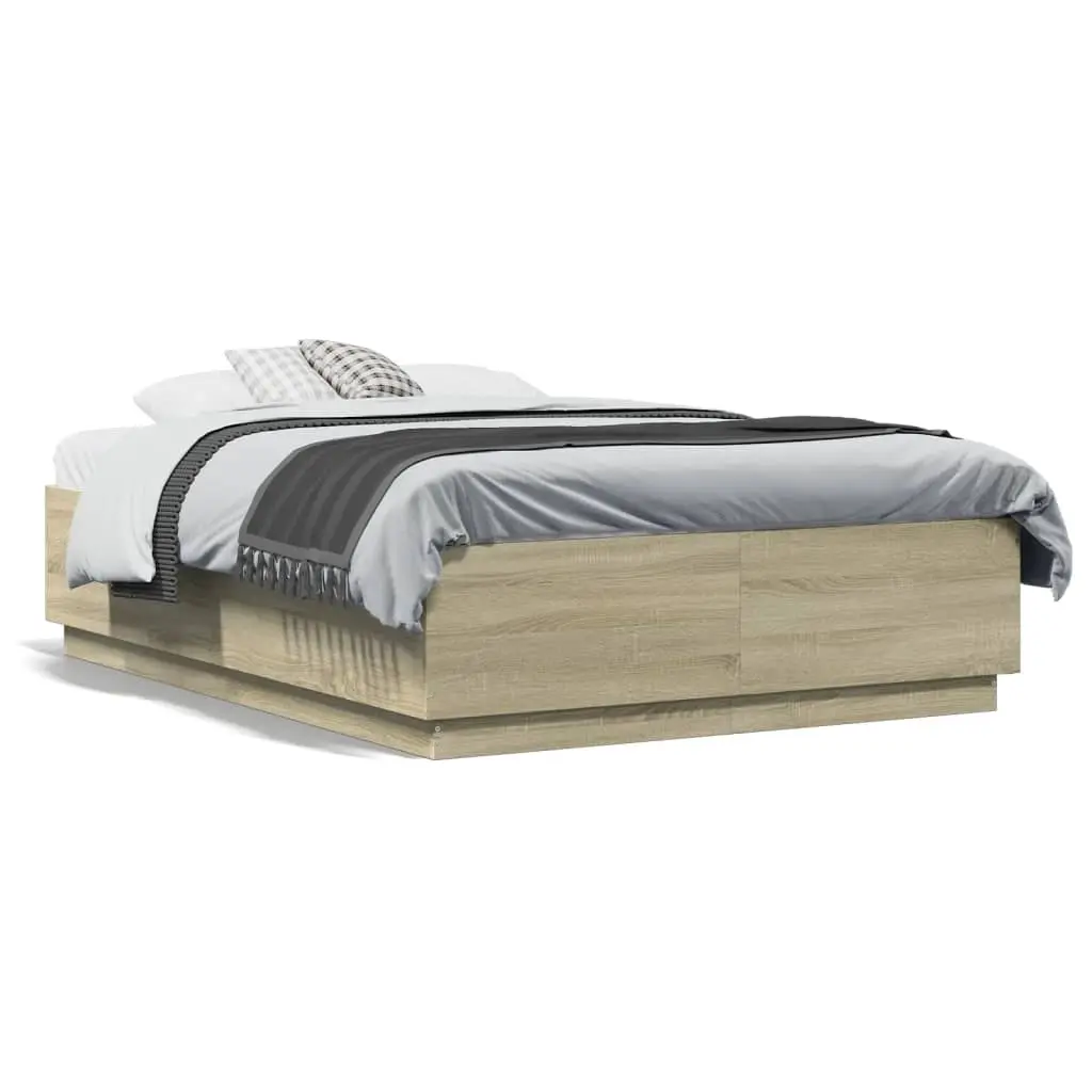 Bed Frame without Mattress Sonoma Oak 135x190 cm 3209739 - Furniture