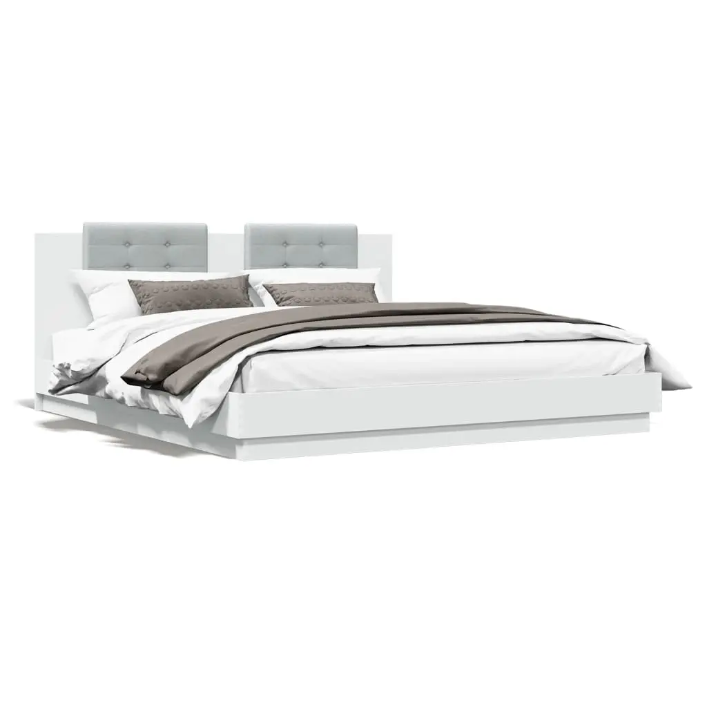 Bed Frame without Mattress White 183x203 cm King 3209898 - Furniture