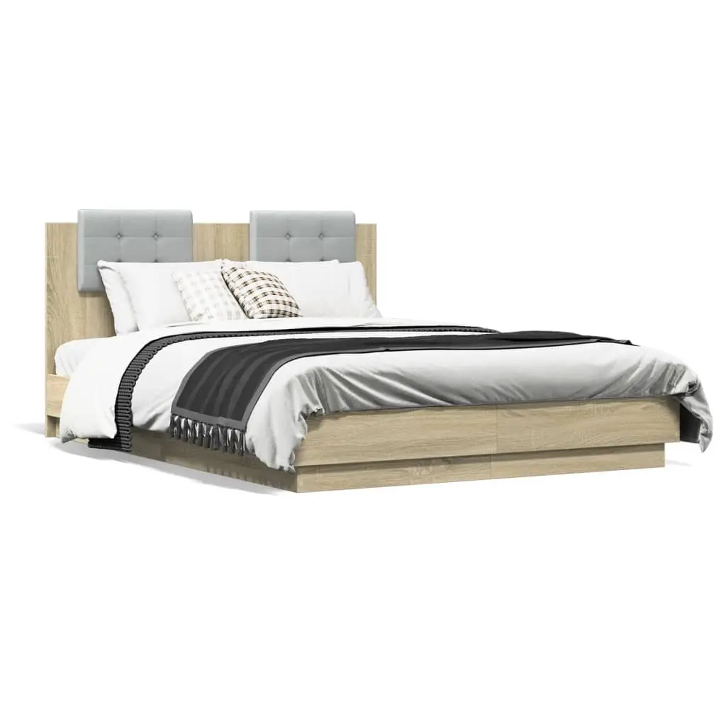 Bed Frame without Mattress Sonoma Oak 135x190 cm 3209956 - Furniture