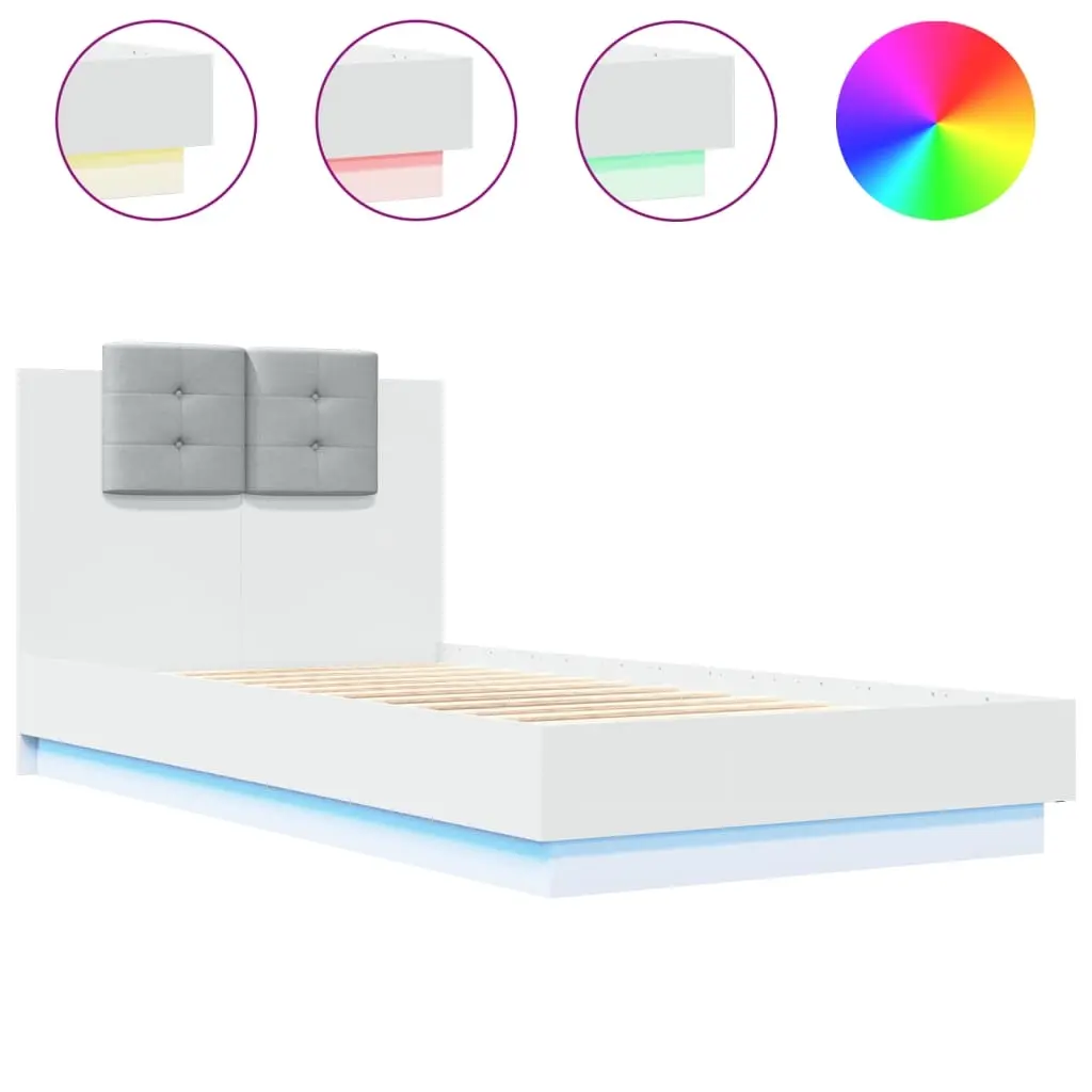 Bed Frame with LED without Mattress White 90x190 cm 3210059 - Furniture