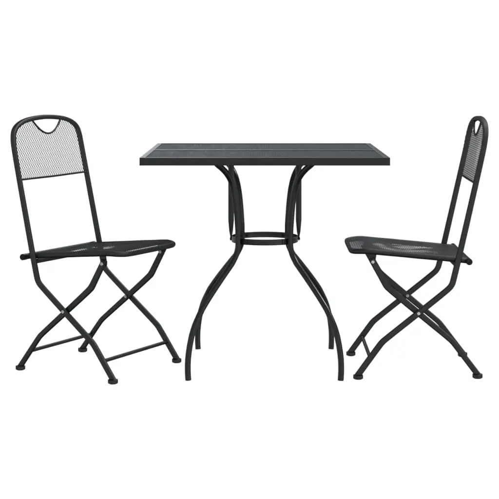 3 Piece Garden Dining Set Anthracite Metal Mesh 3211809 - Furniture