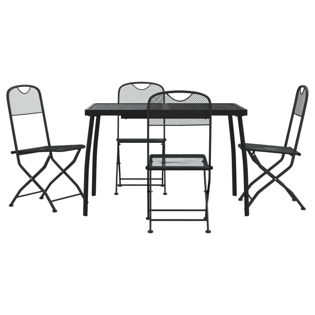 5 Piece Garden Dining Set Anthracite Metal Mesh 3211812 - Furniture
