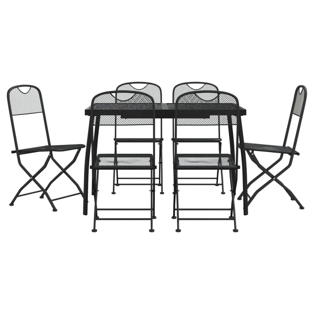 7 Piece Garden Dining Set Anthracite Metal Mesh 3211813 - Furniture