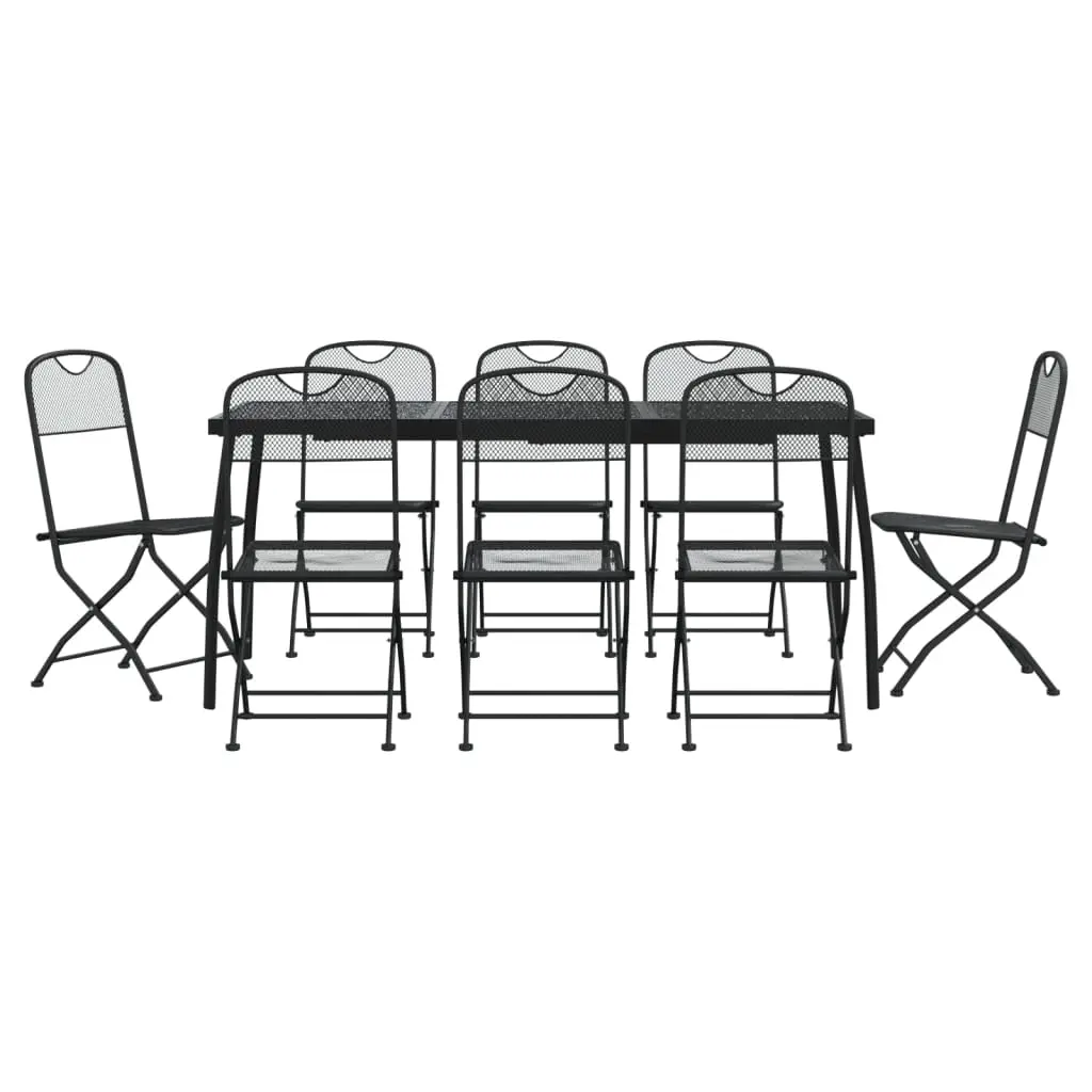 9 Piece Garden Dining Set Anthracite Metal Mesh 3211815 - Furniture