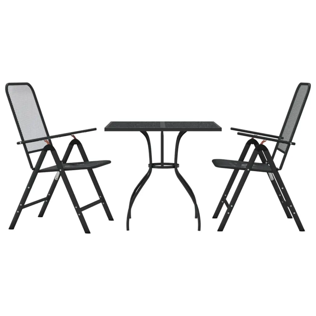 3 Piece Garden Dining Set Anthracite Metal Mesh 3211817 - Furniture