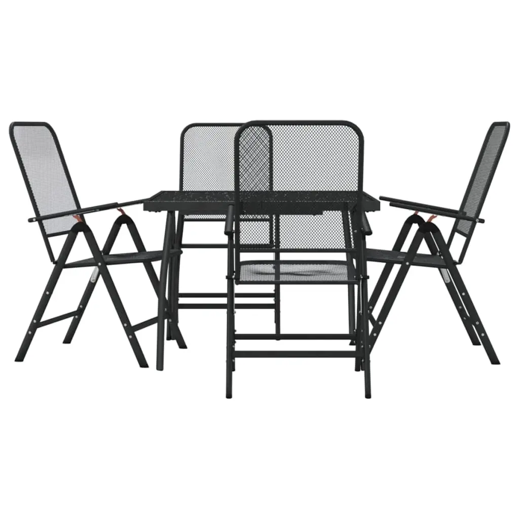 5 Piece Garden Dining Set Anthracite Metal Mesh 3211819 - Furniture