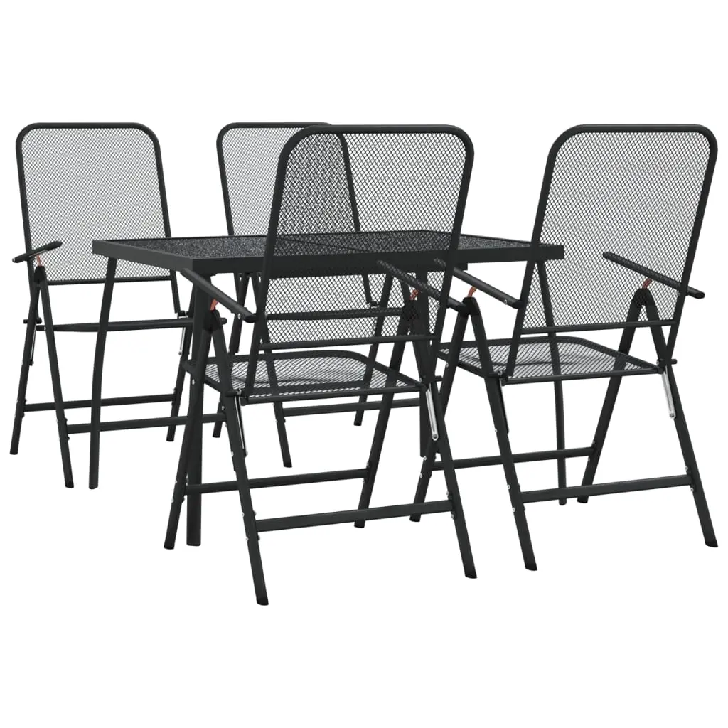 5 Piece Garden Dining Set Anthracite Metal Mesh 3211820 - Furniture
