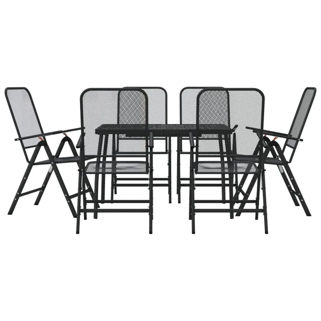 7 Piece Garden Dining Set Anthracite Metal Mesh 3211821 - Furniture