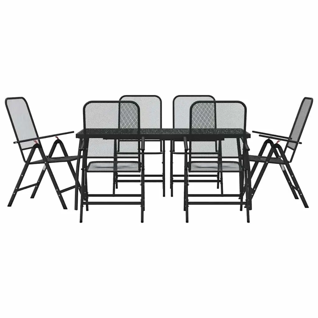 7 Piece Garden Dining Set Anthracite Metal Mesh 3211822 - Furniture