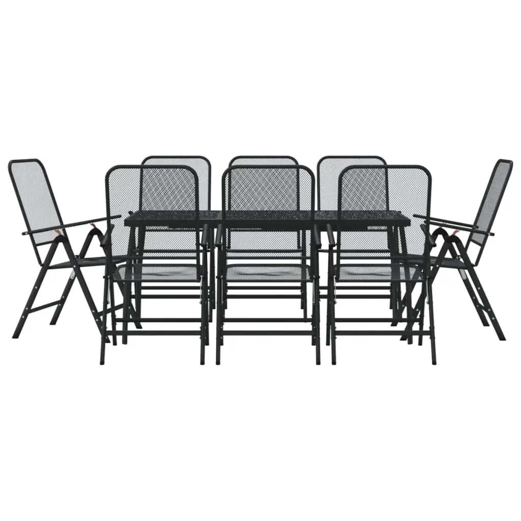9 Piece Garden Dining Set Anthracite Metal Mesh 3211823 - Furniture