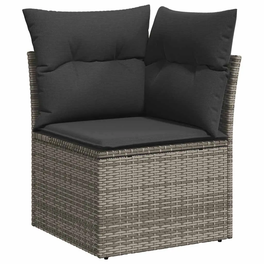 Garden Sofa Corner with Cushions Grey Poly Rattan 366136 - Furniture