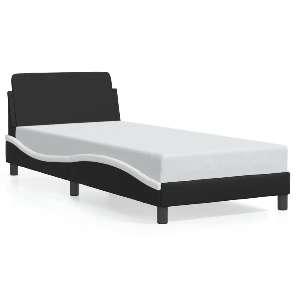 Bed Frame "Dover" Black and White 90x190 cm Faux Leather 3207661 - Furniture
