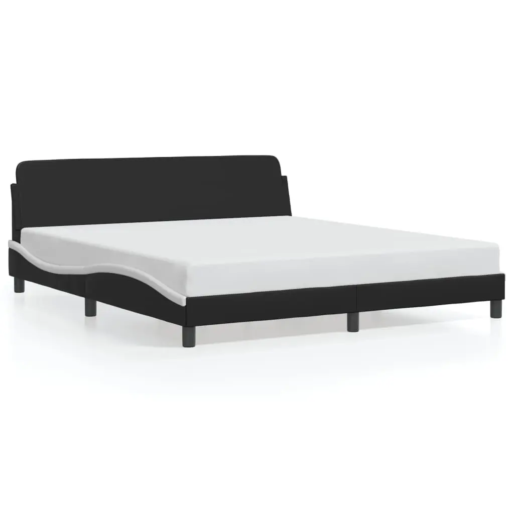 Bed Frame "Dover" Black and White 180x200 cm King Faux Leather 3207667 - Furniture