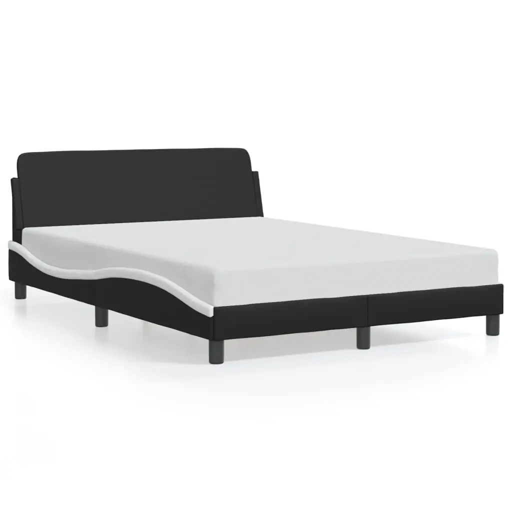 Bed Frame "Dover" Black and White 137x190 cm Double Faux Leather 3207673 - Furniture