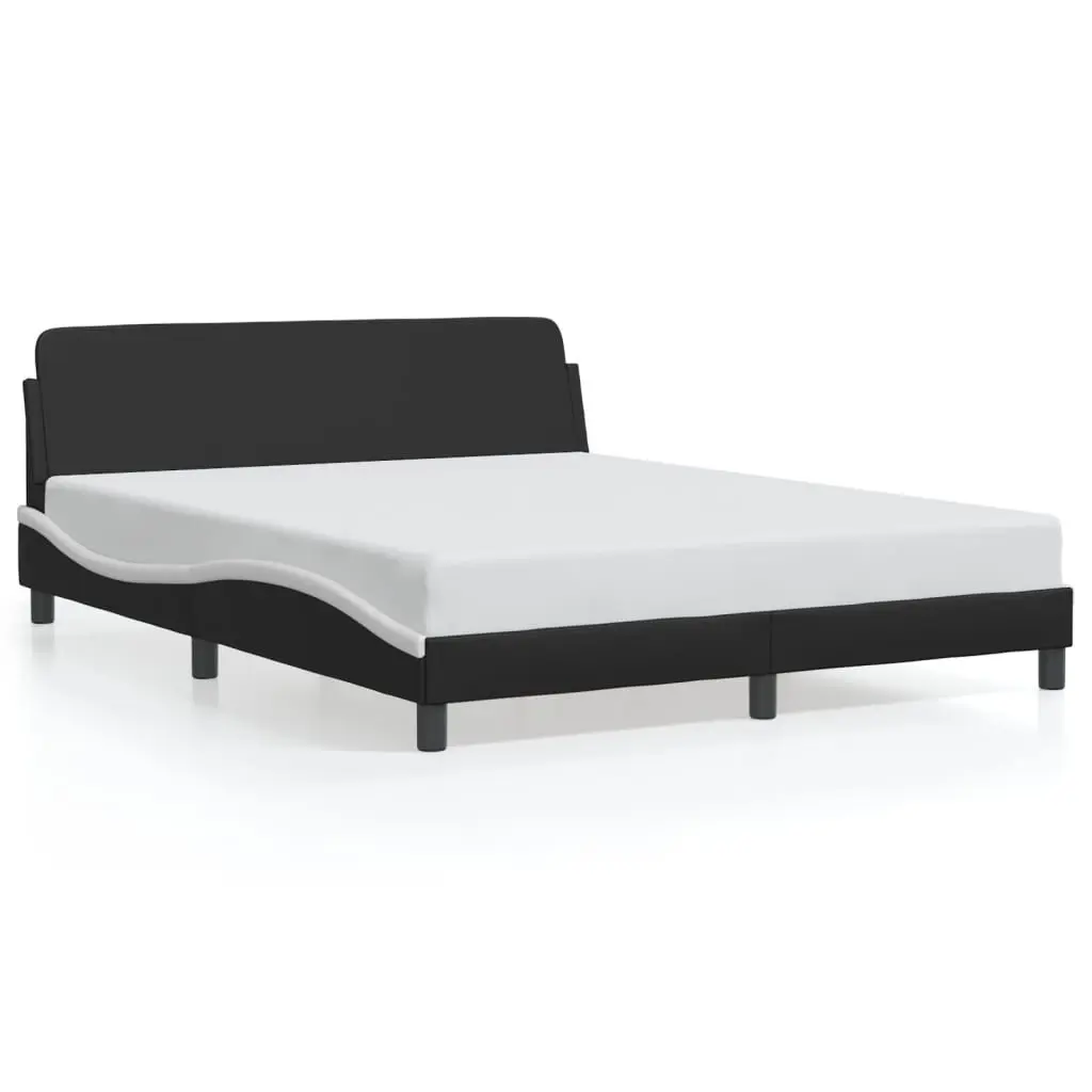 Bed Frame "Dover" Black and White 152x203 cm Queen Faux Leather 3207679 - Furniture
