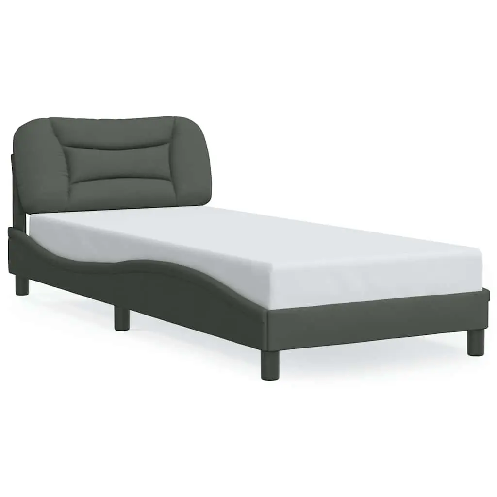 Bed Frame without Mattress "Hvar" Dark Grey 90x190 cm Fabric 3207738 - Furniture