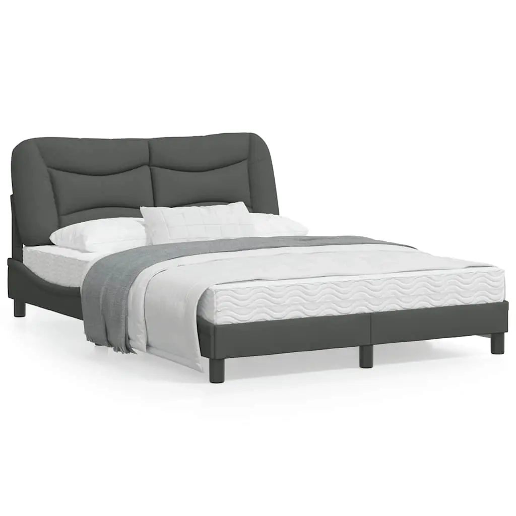 Bed Frame without Mattress "Hvar" Dark Grey 137x190 cm Double Fabric 3207805 - Furniture