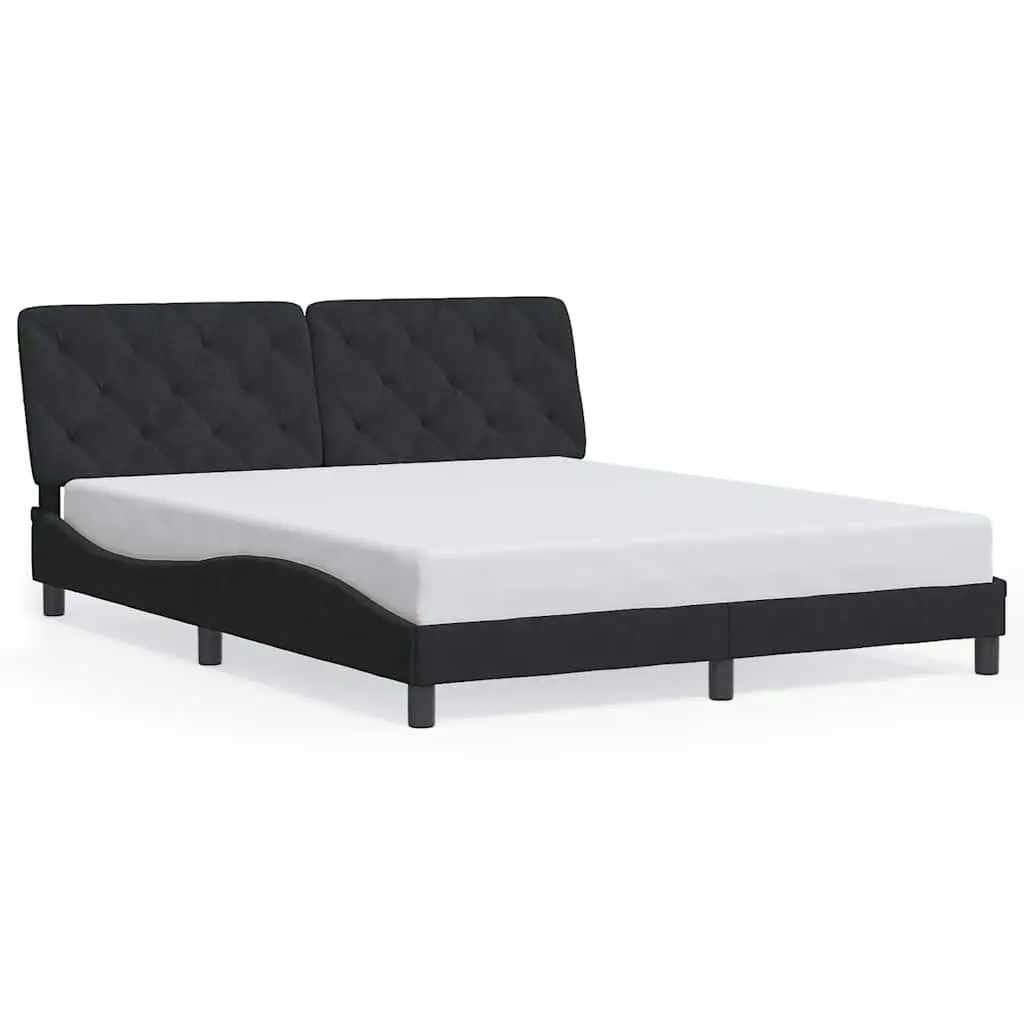 Bed Frame without Mattress Black 152x203 cm Queen Velvet 3207955 - Furniture