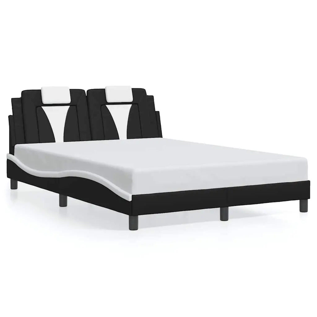 Bed Frame "Viana" without Mattress Black and White 137x190 cm Double Faux Leather 3208132 - Furniture
