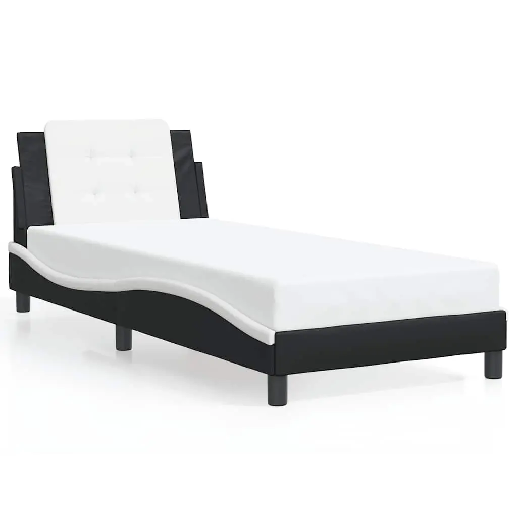 Bed Frame without Mattress "Zadar" Black and White 90x190 cm Faux Leather 3208154 - Furniture