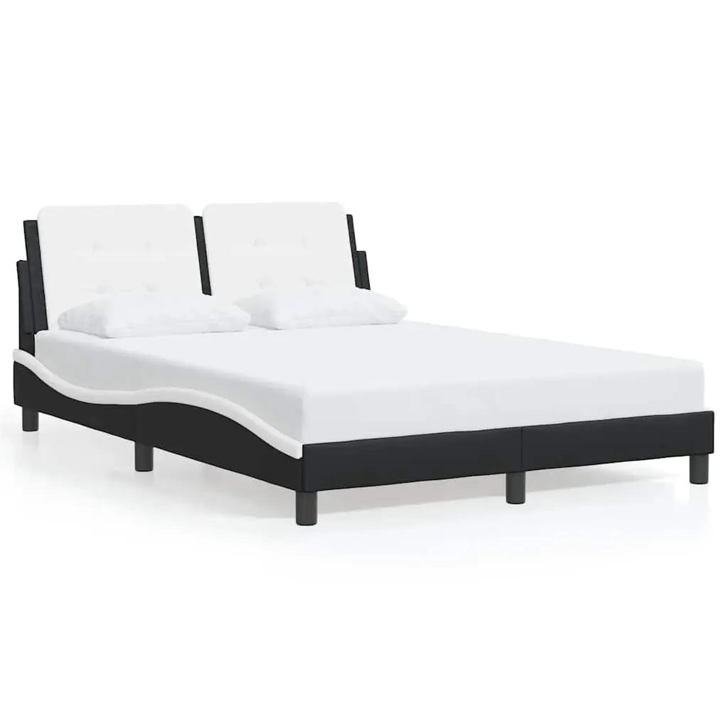 Bed Frame without Mattress "Zadar" Black and White 137x190 cm Double Faux Leather 3208220 - Furniture