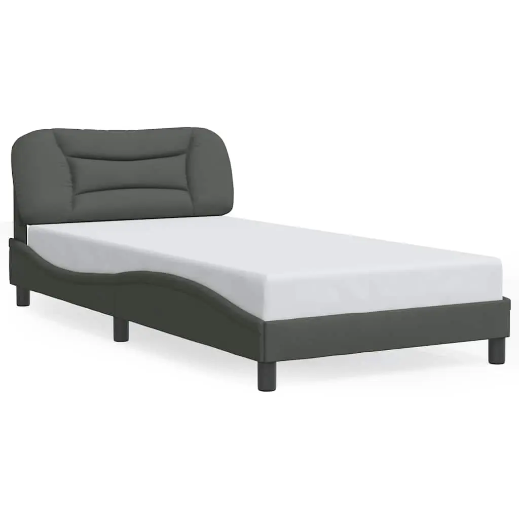 Bed Frame without Mattress "Hvar" Dark Grey 107x203 cm King Single Fabric 3208232 - Furniture