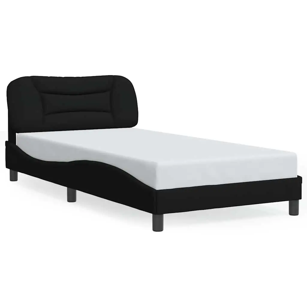 Bed Frame without Mattress "Hvar" Black 107x203 cm King Single Fabric 3208233 - Furniture