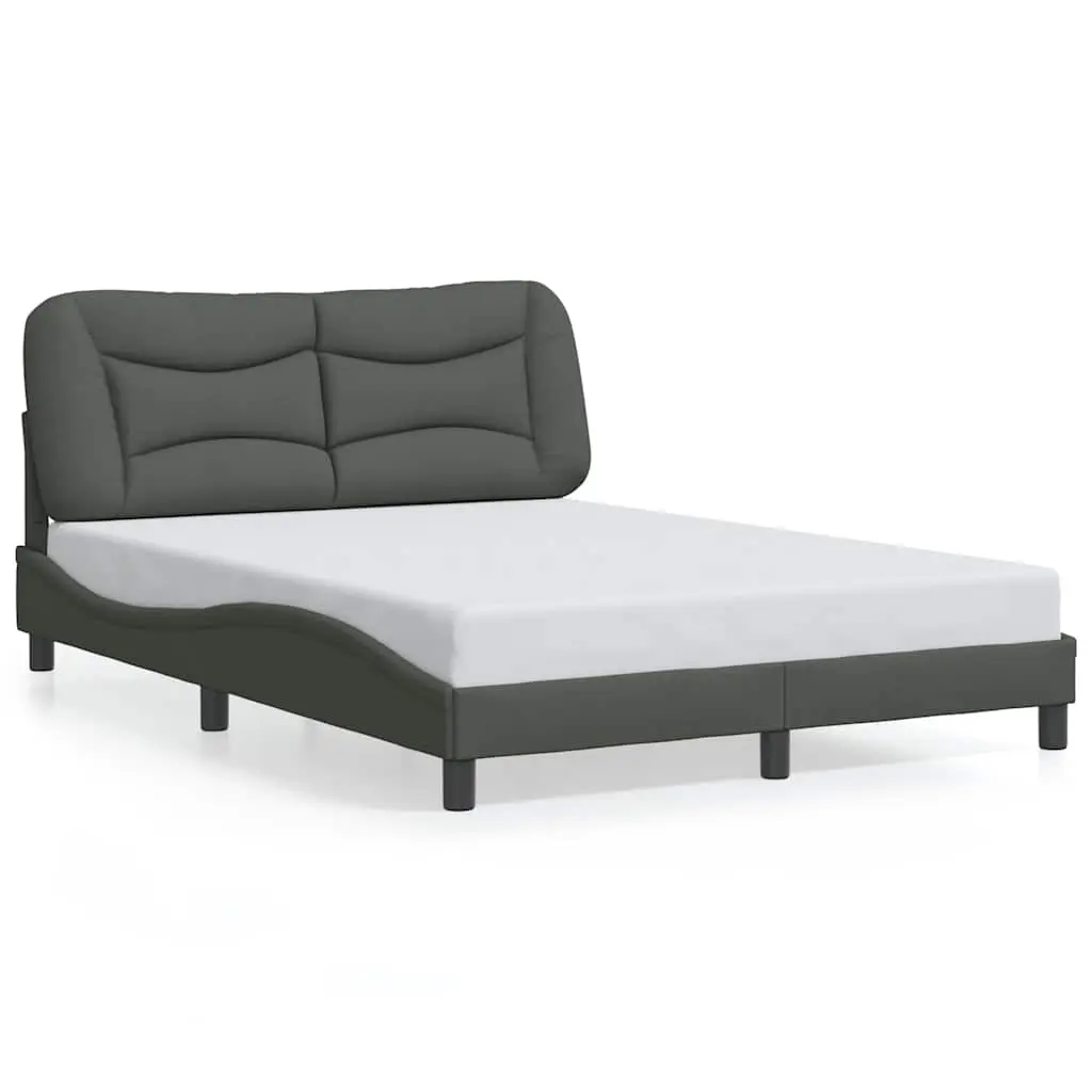 Bed Frame without Mattress "Hvar" Dark Grey 137x190 cm Double Fabric 3208234 - Furniture