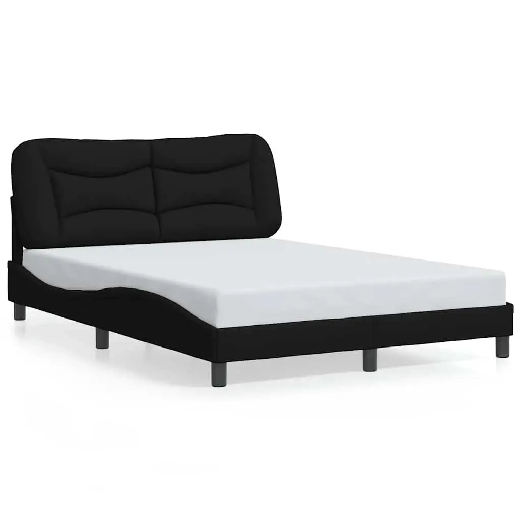 Bed Frame without Mattress "Hvar" Black 137x190 cm Double Fabric 3208235 - Furniture