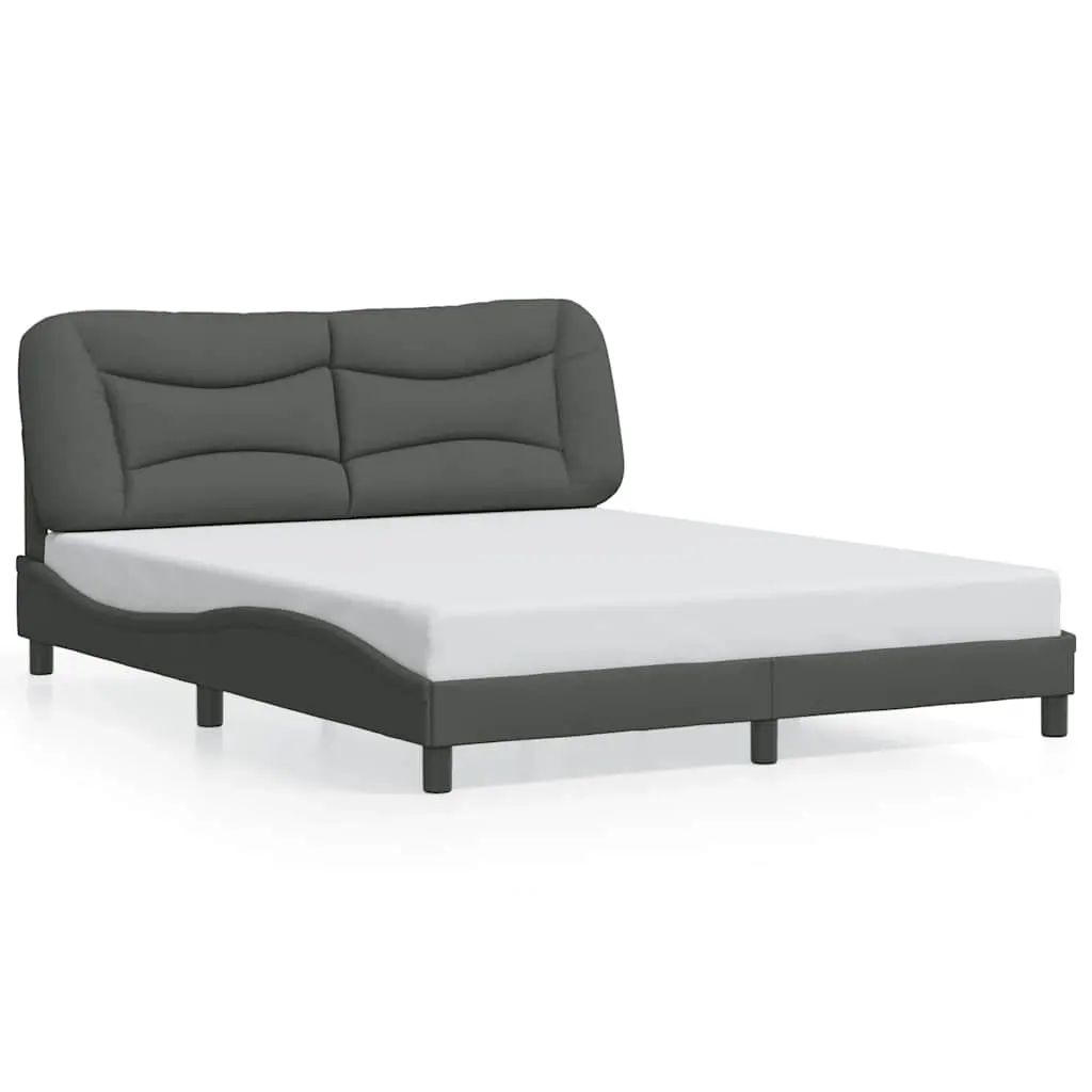 Bed Frame without Mattress "Hvar" Dark Grey 152x203 cm Queen Fabric 3208236 - Furniture
