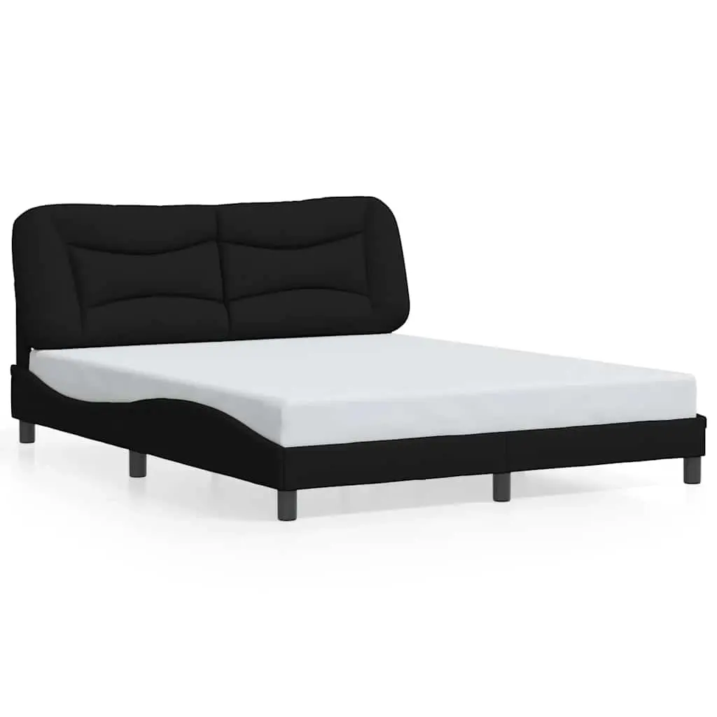 Bed Frame without Mattress "Hvar" Black 152x203 cm Queen Fabric 3208237 - Furniture