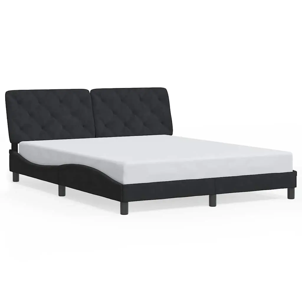 Bed Frame without Mattress Black 152x203 cm Queen Velvet 3208252 - Furniture